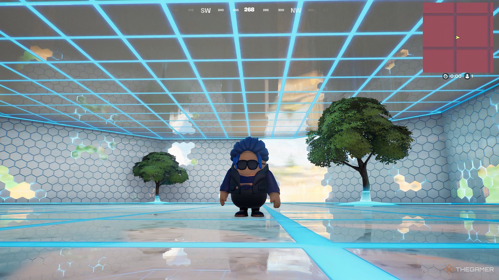El aspecto Hope como un Bean de Fall Guys en el lobby del modo Creativo en Fortnite.
