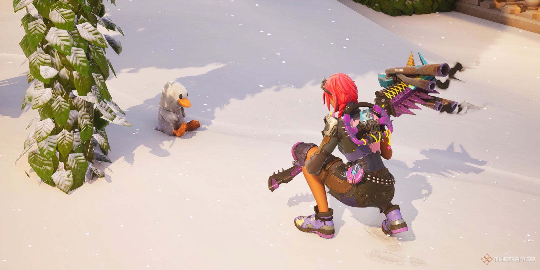 Agachado frente a un pingüino Pieza de ocho en Fortnite
