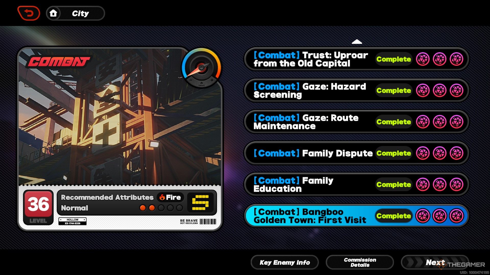 Página de apertura de la comisión de combate de Bangboo Golden Town en Zenless Zone Zero.