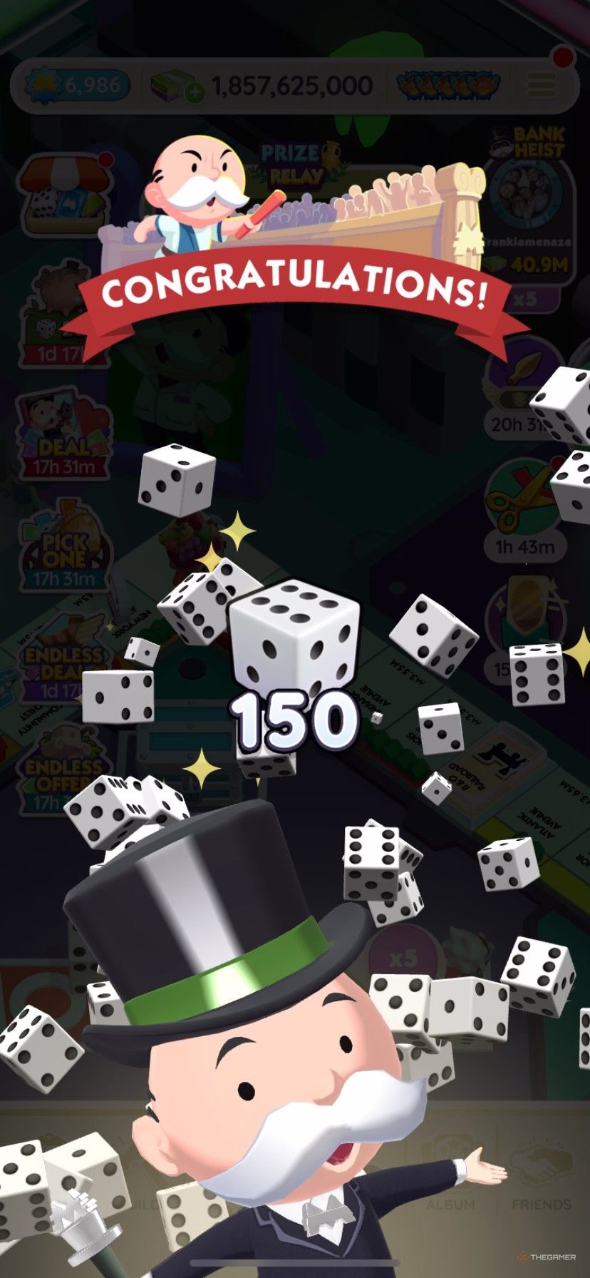 Ganar 150 tiradas de dados adicionales de Monopoly Go durante el evento Prize Relay.