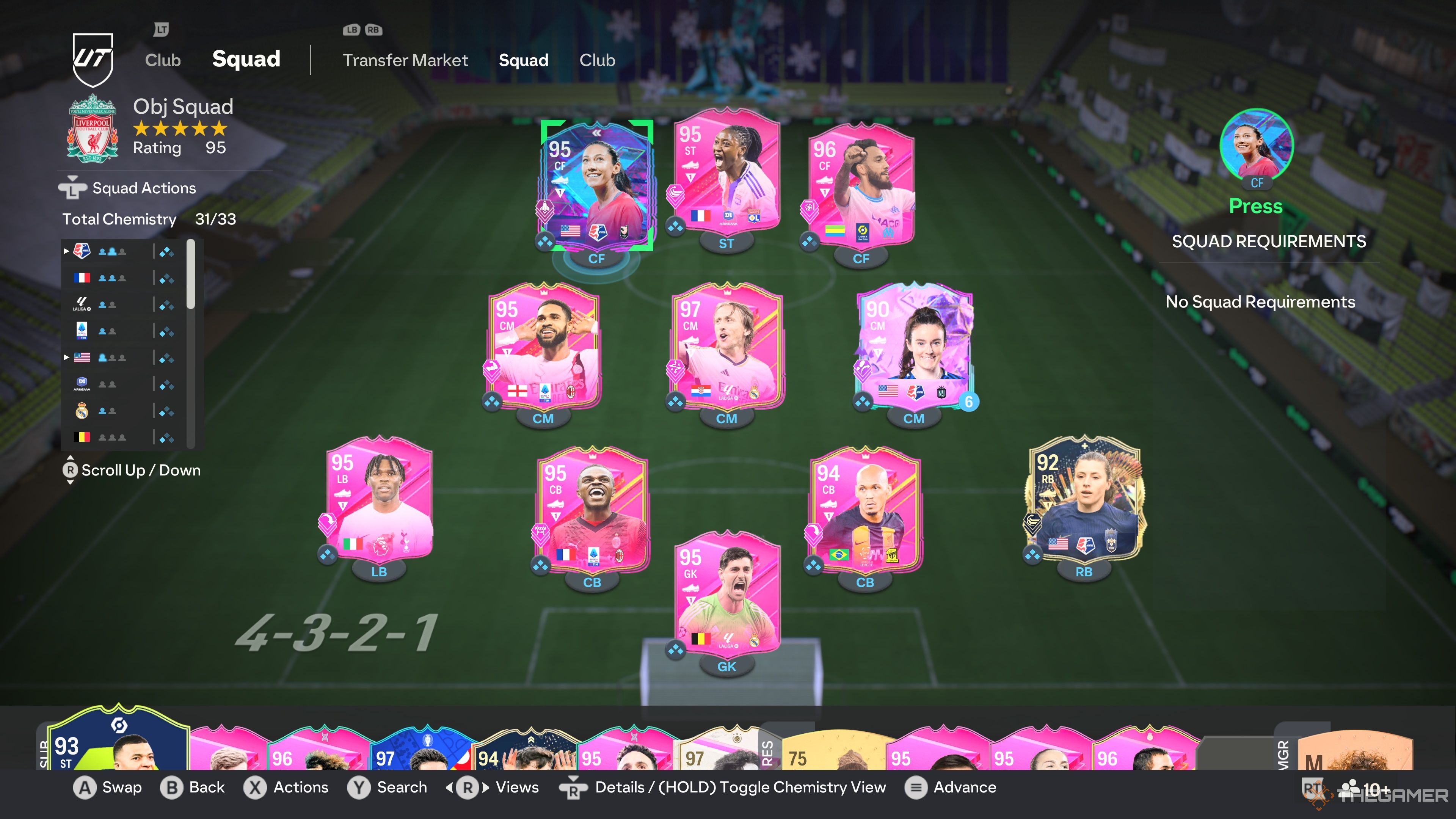 Un ejemplo del equipo del desafío FUTTIES de Kristen Hamilton en EA Sports FC 24.
