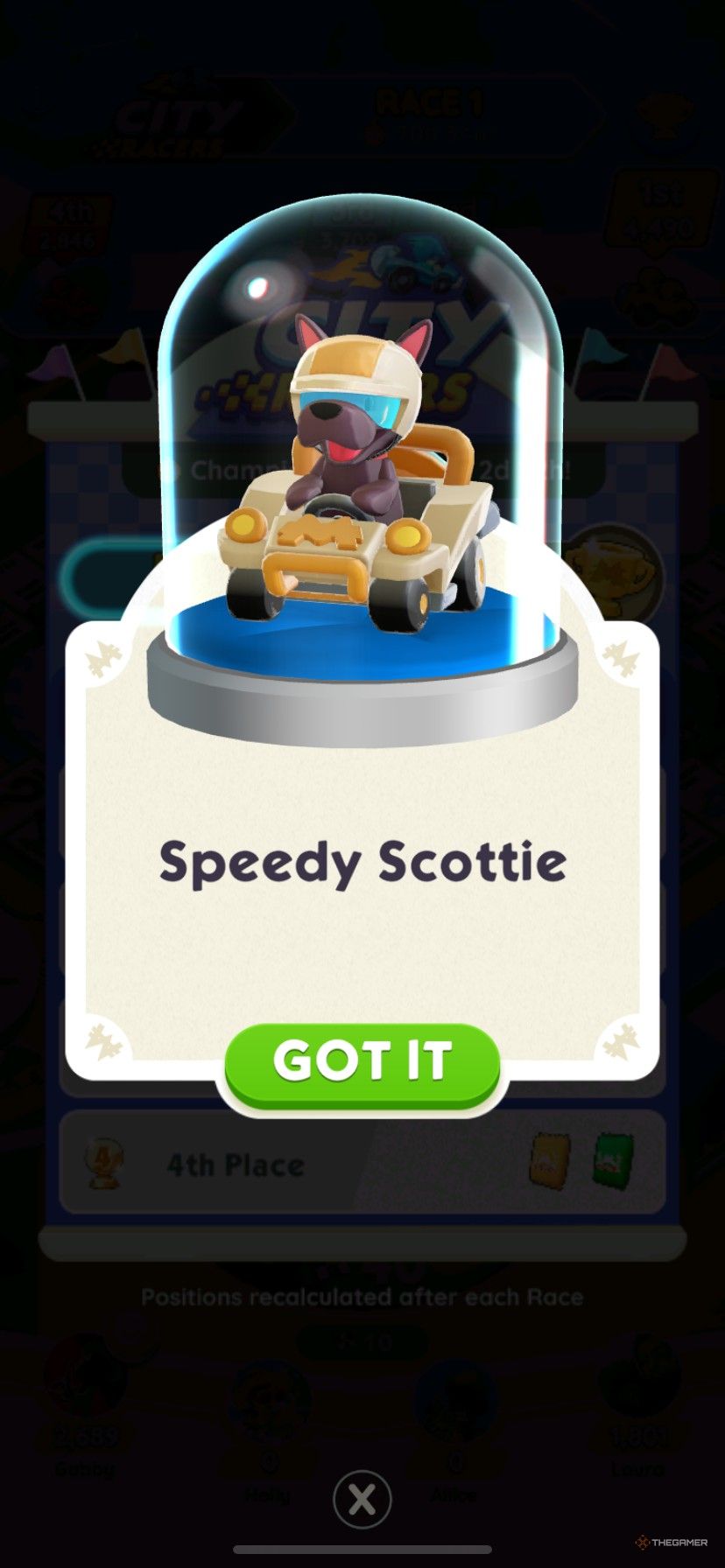 La ficha Speedy Scottie está disponible por quedar en primer lugar en Cirty Racers en Monopoly Go.