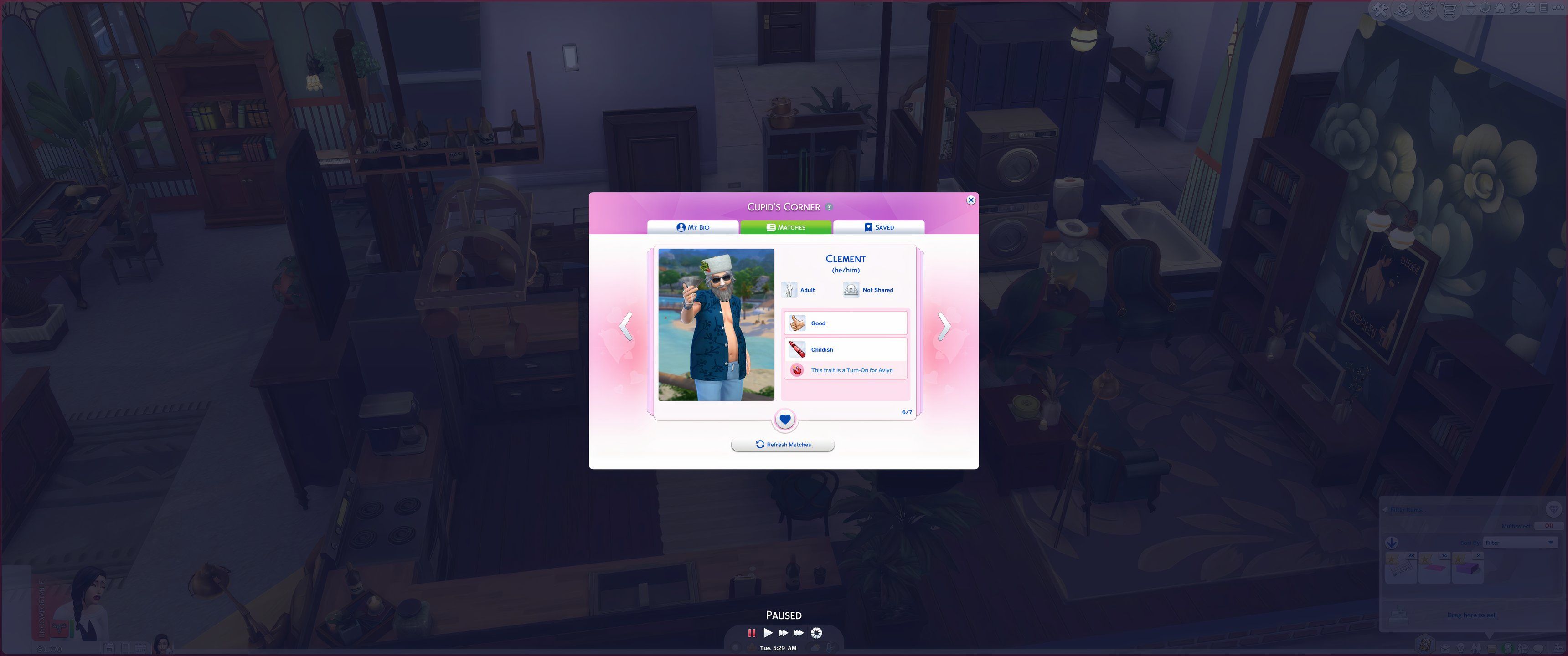 Los Sims 4: Enamorados: Un Sim se reúne con Clement Frost en el Rincón de Cupido.