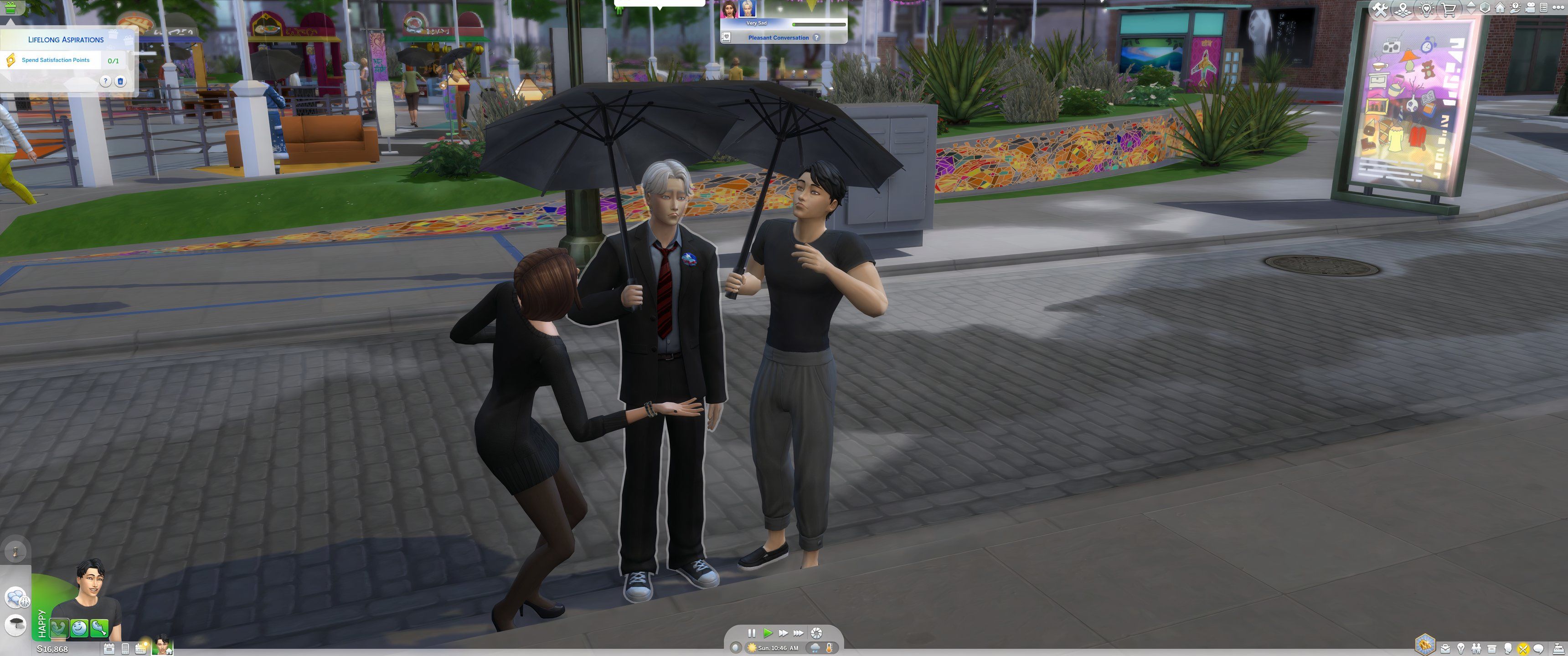 Los Sims 4: Enamorados: Dos Sims discuten por un viejo amor.