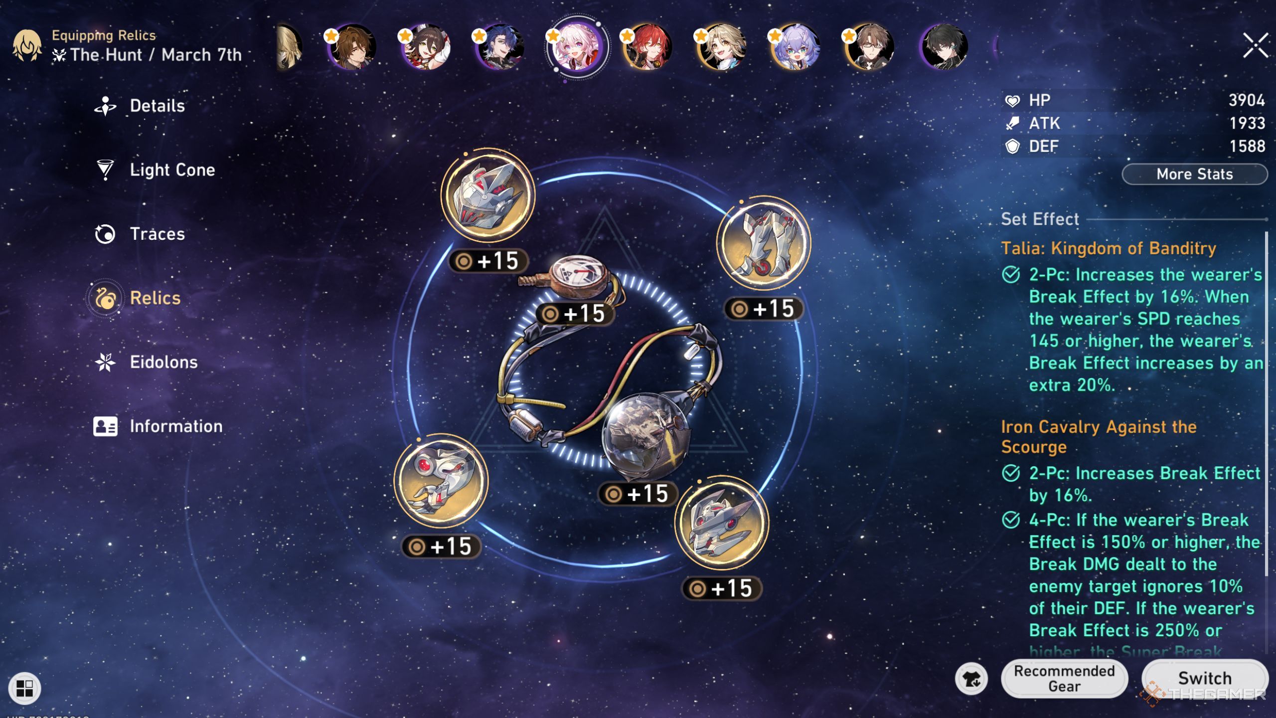 Pantalla de reliquias del 7 de marzo de Honkai Star Rail Hunt