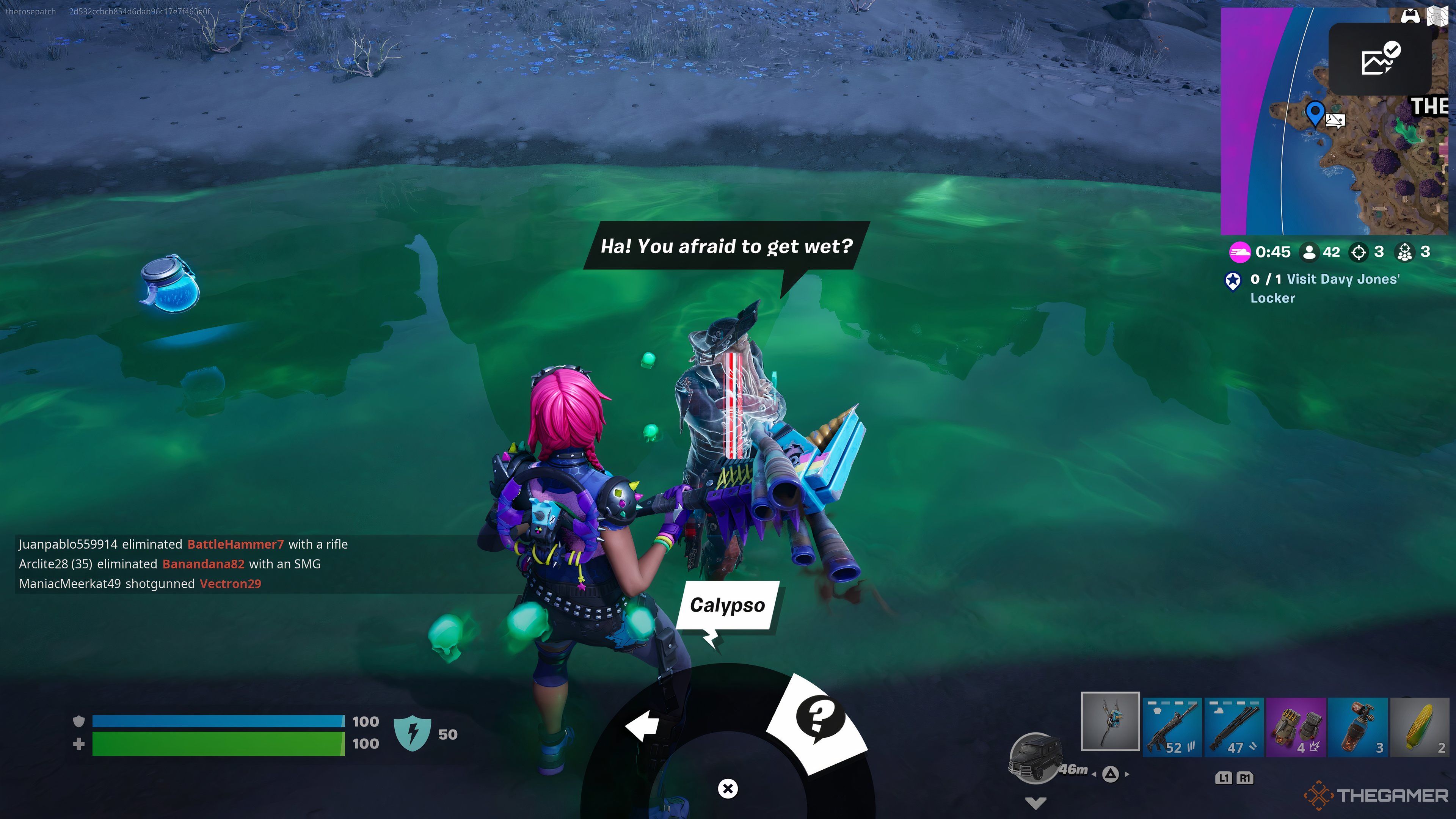 Hablando con Davy Jones sobre Calypso en Fortnite Capítulo 5 Temporada 3.