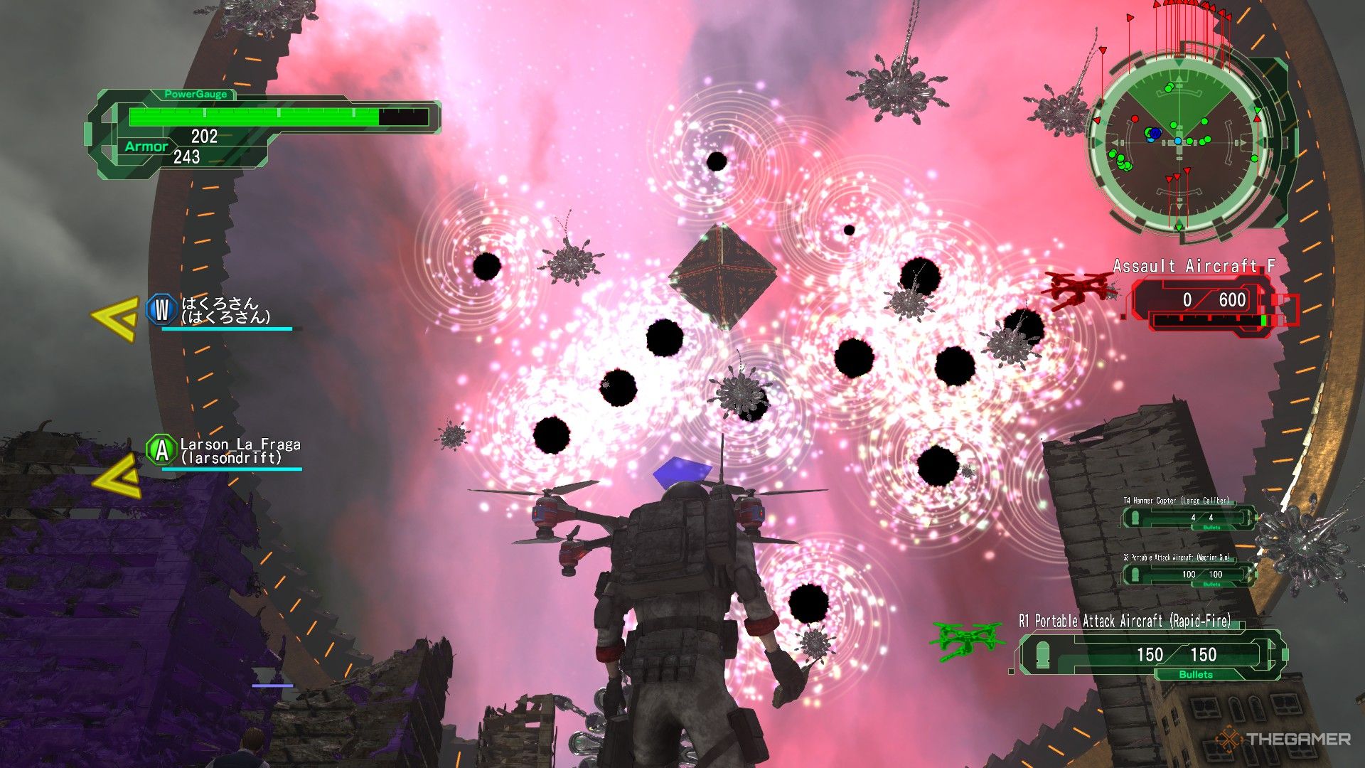 Earth Defense Force 6: Extraterrestres escapan a través de un portal del tiempo.