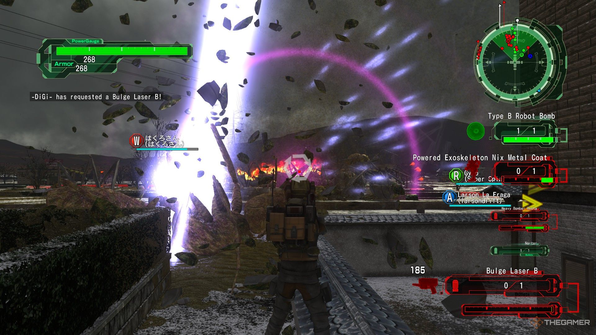 Earth Defense Force 6: El láser abultado del asaltante aéreo friendo hormigas.