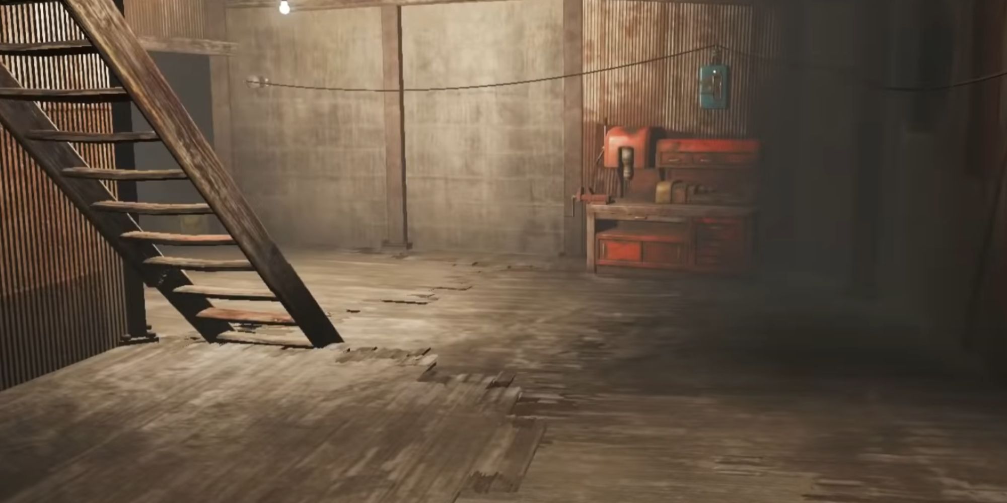El interior de madera del Home Plate en Fallout 4.