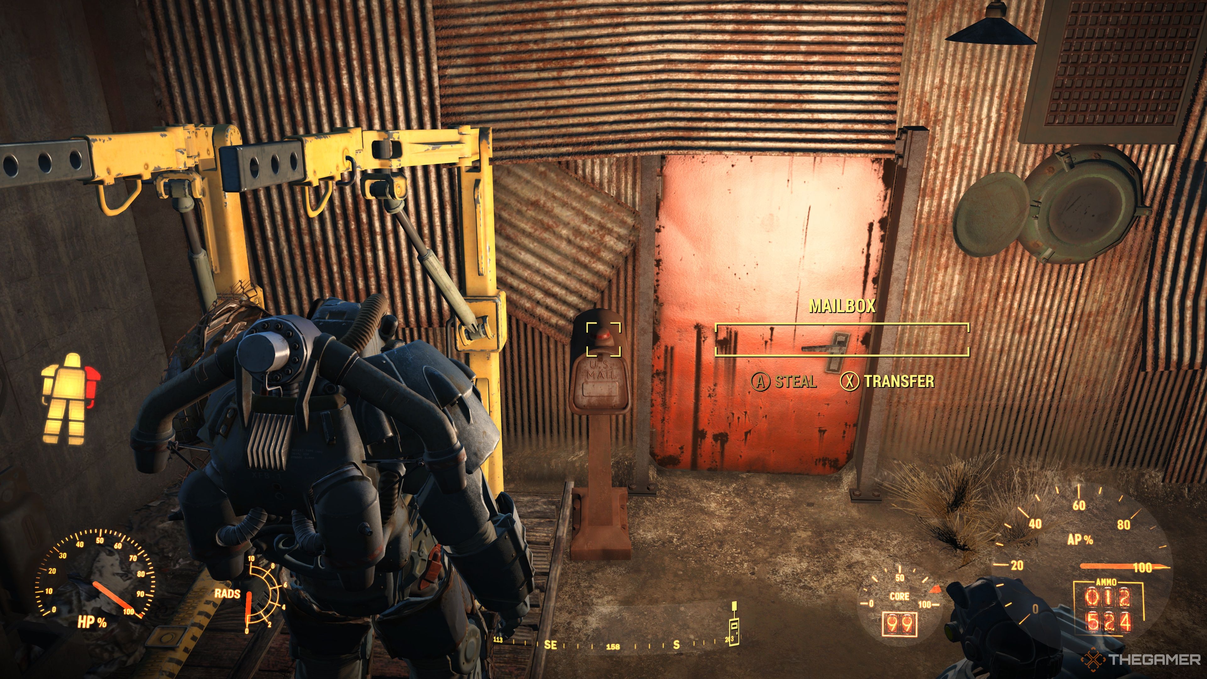 Acercándose al buzón de correo del Home Plate para robar en Fallout 4.