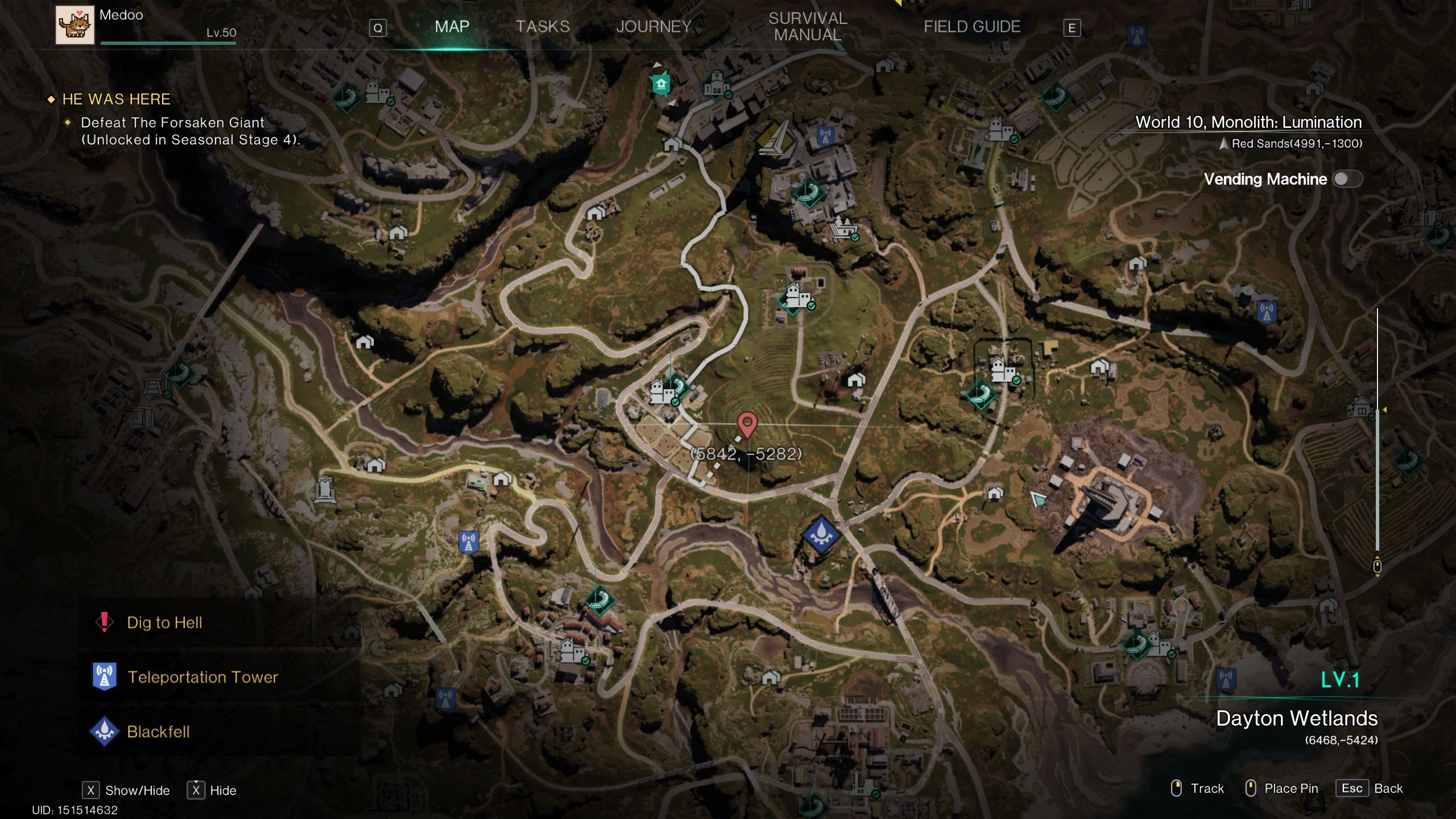 Una imagen en el mapa que muestra la ubicación del evento de la Casa Mudanza de Hales - Once Human