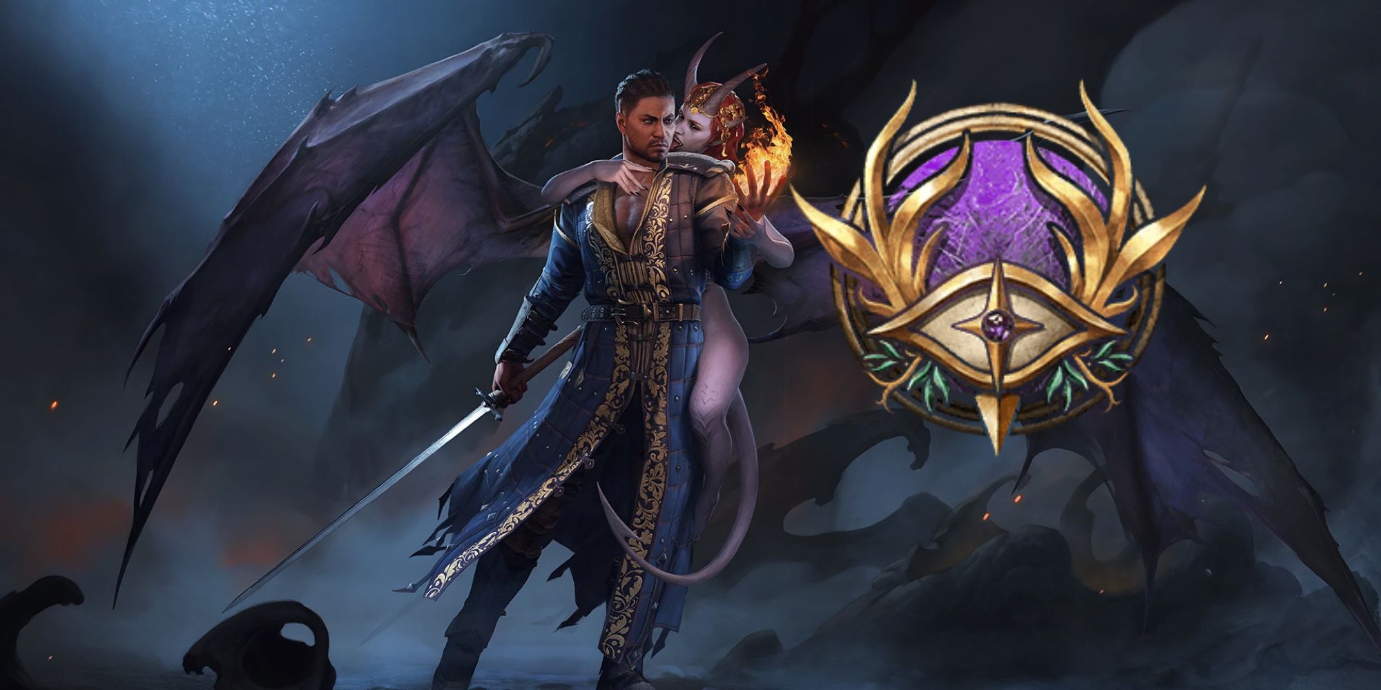 Baldur's Gate 3 Wyll con el icono de subclase del brujo hada