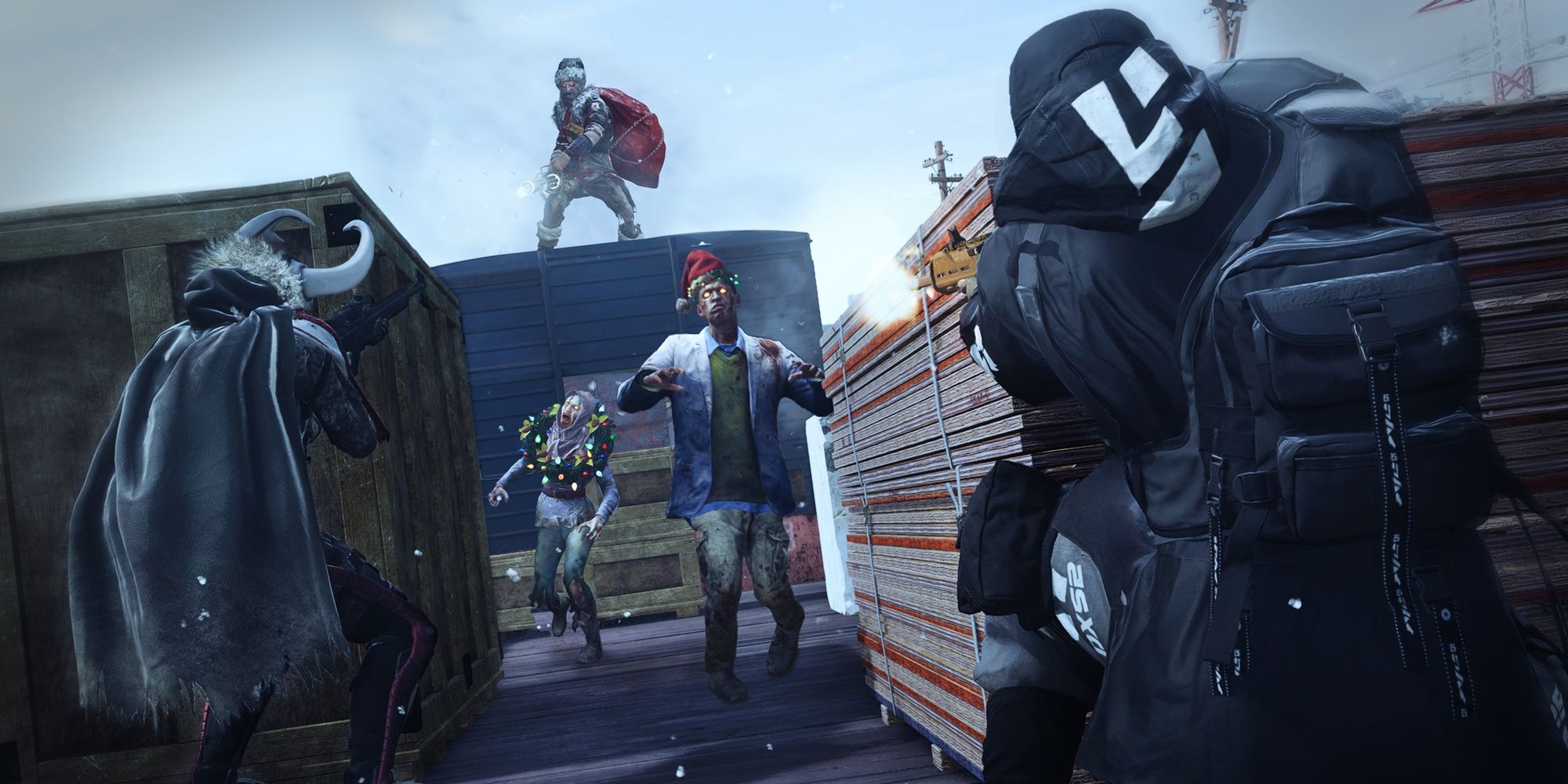 Jugadores de Modern Warfare 3 Warzone luchando en el tren de Santa