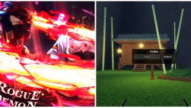 Rogue Demon Codes And Splash Image Of Two Players In Combat, Red Lighting and Fire