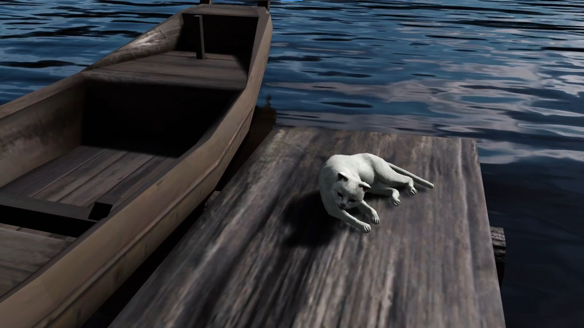 Como A Dragon Ishin, The Clumsy Cat se está relajando en el muelle
