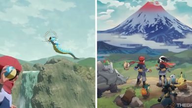 player catching a gyarados next to promotional art for pokemon legends arceus