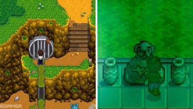 image of player entering sewer next to image of the statue of uncertainty