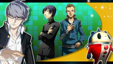 Persona 4 Golden - A collage of Yu, Daisuke, Kou, and Teddie.