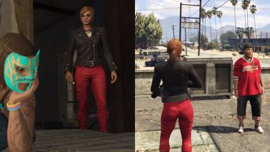 A split image of a player and NPCs while compleating First Dose 1 Welcome to the Troupe in GTA Online.