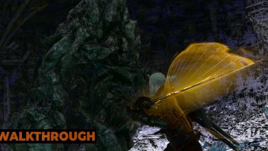 Geralt battles an elemental in a cave.
