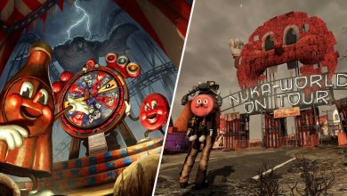 Fallout 76 Bottle and Cappy on the left and Nuka World on Tour Location on the right