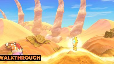 Kirby and a glowing gold key in Raisin Ruins Stage Four in Kirby's Return To Dream Land Deluxe