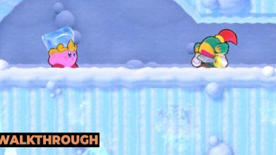 Kirby starts Stage Four of White Wafers in Kirby's Return To Dream Land Deluxe.