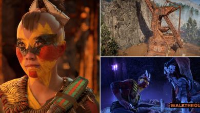 Natikka, Aloy, Kentokk, and the crane in Bleeding Mark in Horizon Forbidden West