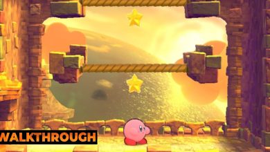 Kirby at the start of Nutty Noon Stage Three in Kirby's Return To Dream Land Deluxe.