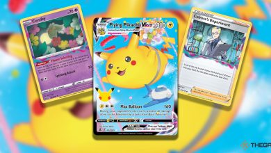 Pokemon TCG Flying Pikachu VMAX, Colress' Experiment and Comfey Cards