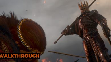 Eredin towers over a fallen opponent on a burning ship.