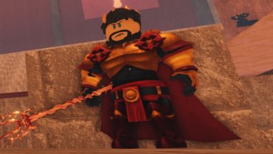 king calvus standing tall, his Triasta in hand.