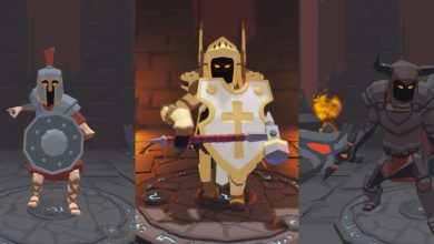 A collage of the Legionnaire, Paladin, and Death Knight in Soulstone Survivors.