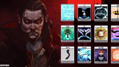 vampire survivors splash art and arcanas split image
