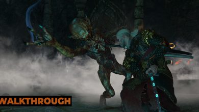Geralt cuts at a Foglet inside an underground lab.