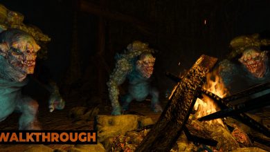 Three trolls huddle around a campfire in a dark cave.