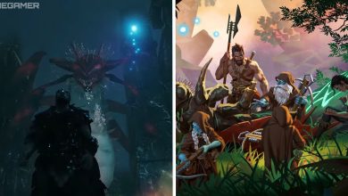 image of player and the queen next to image of mistlands promotional artwork