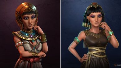 Egyptian and Ptolomaic Cleopatra from Civilization 6 side by side
