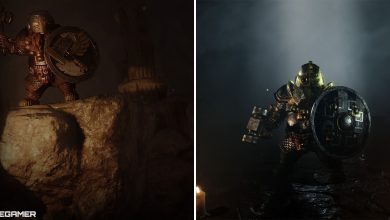 ironbreaker bardin on a rock and in hero select split