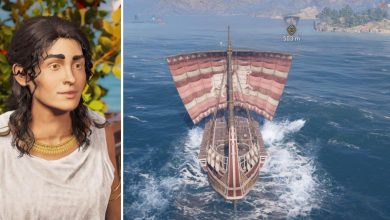 Assassin's Creed Odyssey - Kleio on left, Follow That Boat quest on right