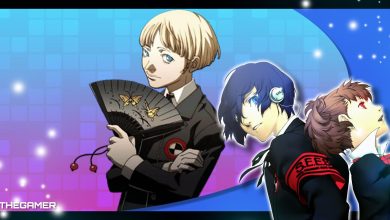 andre laurent jean geraux aka bebe on a blue and purple gradient with the two protagonists from persona 3 portable