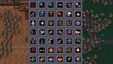 A Split Image Depicting Scenes And UI From Vampire Survivors