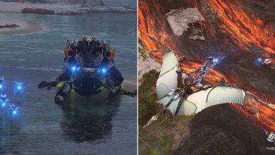 Bileguts, Stingspawn, and a Waterwing in Horizon Forbidden West Burning Shores