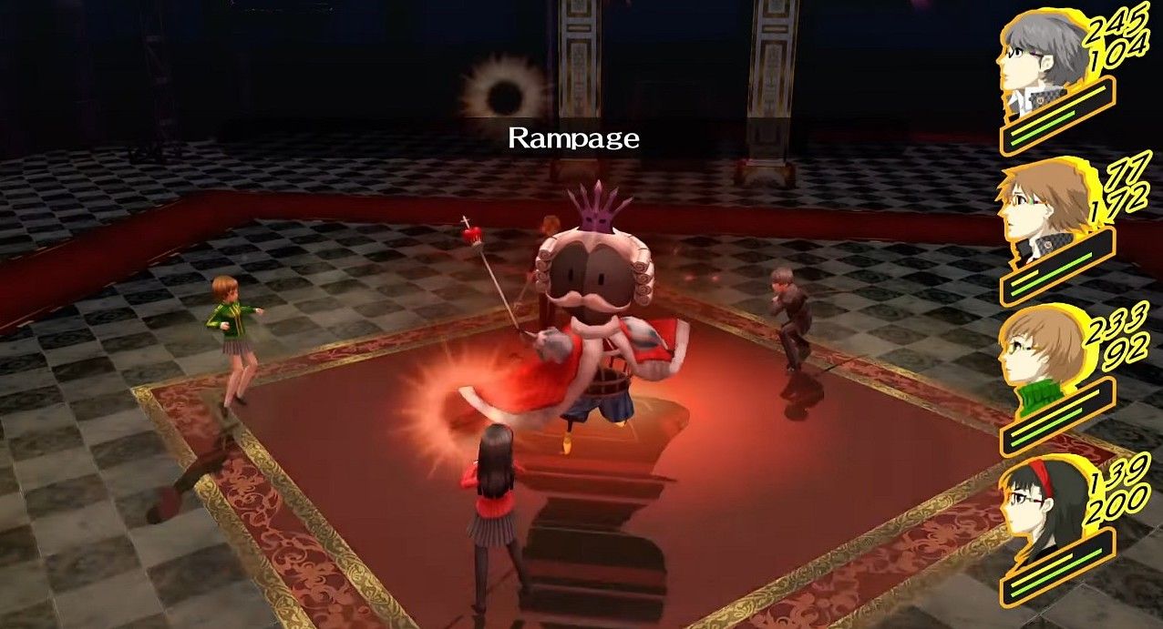 el rey contrario lanza alboroto contra el equipo de investigación en persona 4 golden