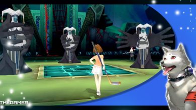 the female protagonist of persona 3 portable about to battle the magical magus guardians in our koromaru p3p frame