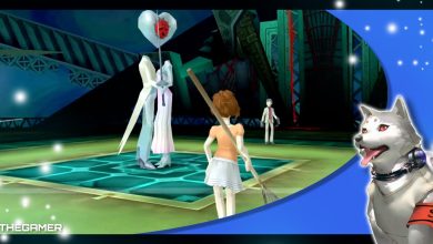 the female protagonist of persona 3 portable facing off against the natural dancer guardian in the yabbashah block of tartarus in our blue koromaru p3p frame