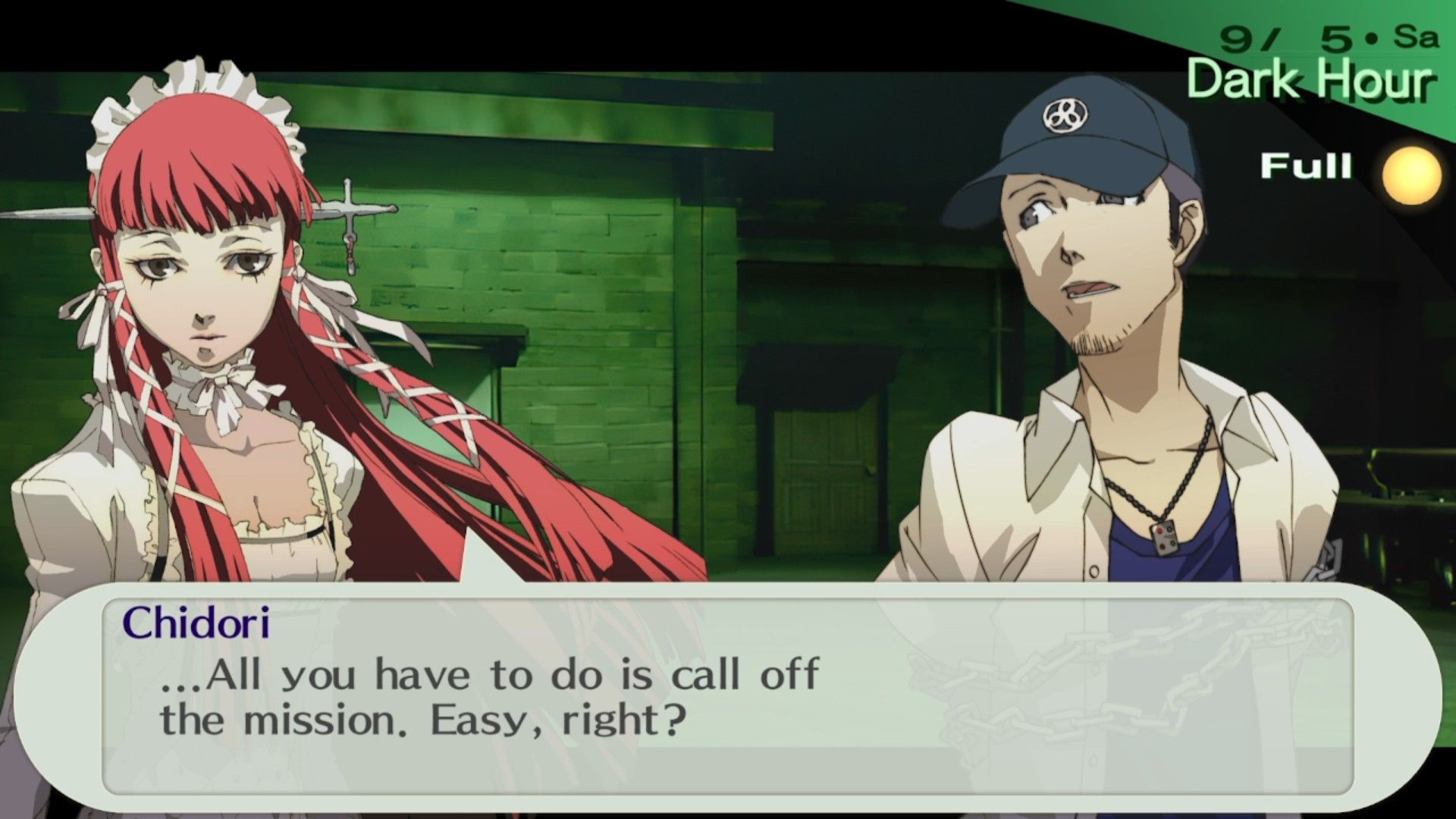 chidori impide que junpei se una a see para luchar contra el ermitaño y le pide que cancele la batalla en persona 3 portable
