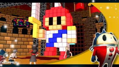the 8-bit mitsuo the hero form of the boss fight with shadow mitsuo in persona 4 golden