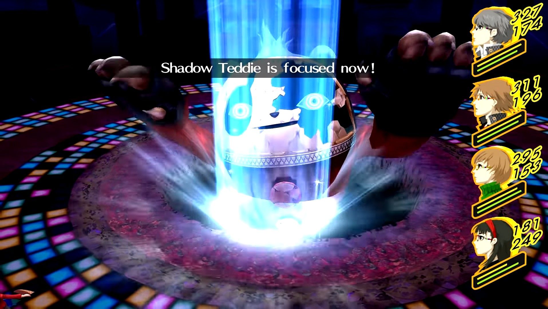 shadow teddie cada vez más concentrado después de usar mind charge en persona 4 golden
