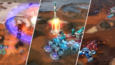 Split image of Offworld Trading Company gameplay